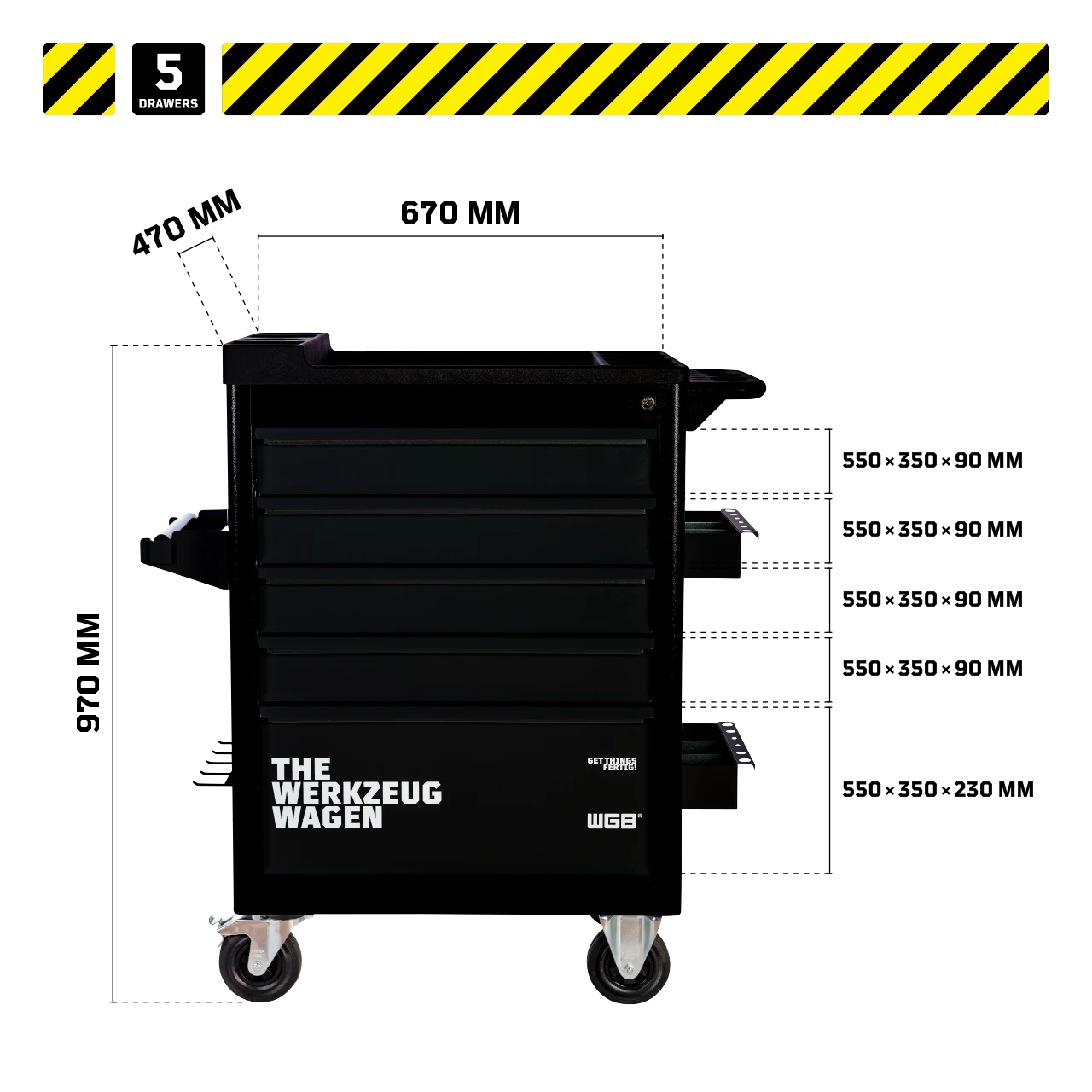 Werkstattwagen - 5 Schubladen - 2
