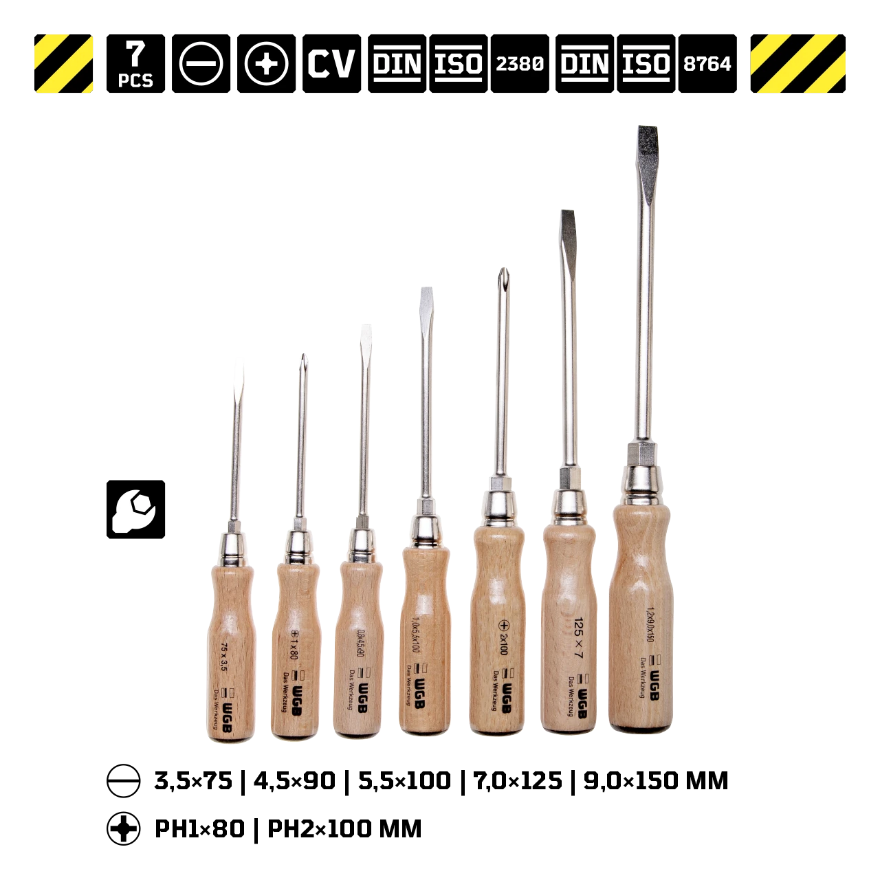 Iso Tools Set Screwdriver set, conforming to DIN ISO 2380 and DIN ISO 8764 standards ...
