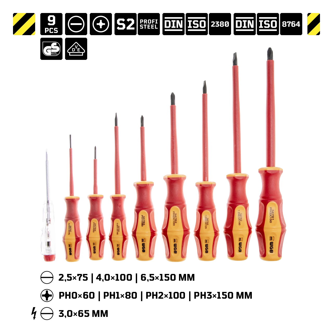VDE Schraubendreher-Set, DIN ISO 2380, DIN ISO 8764 - 2